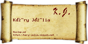 Kéry Júlia névjegykártya